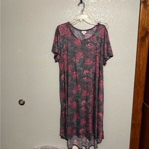 LuLaRoe Asymmetrical Dress in Gray and Pink Floral